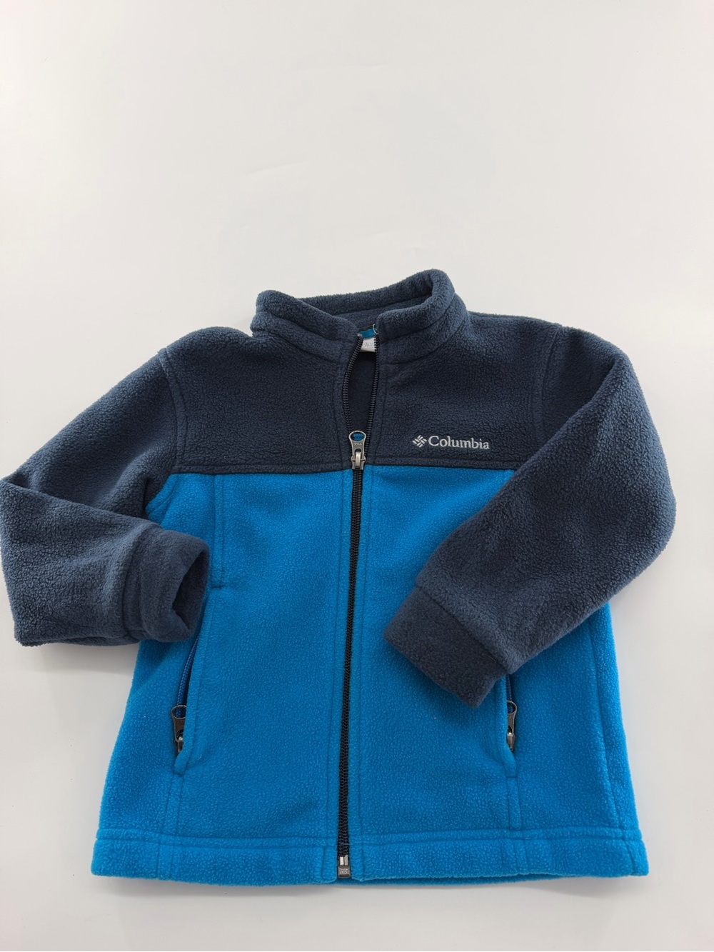 Columbia Fleece Jacket Boys Toddler Kid Two Tone Blue Winter Warm Zip Up